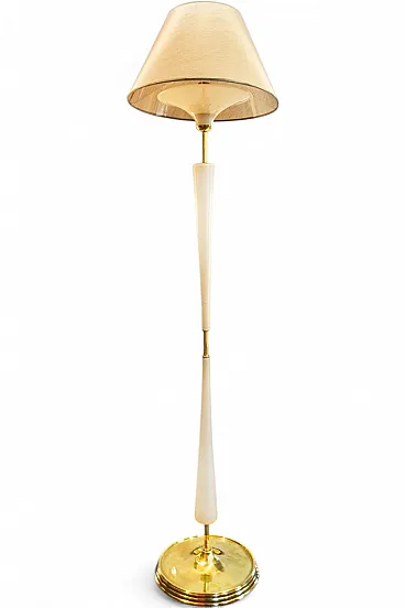 Brass and glass floor lamp by Tomaso Buzzi, 1950s