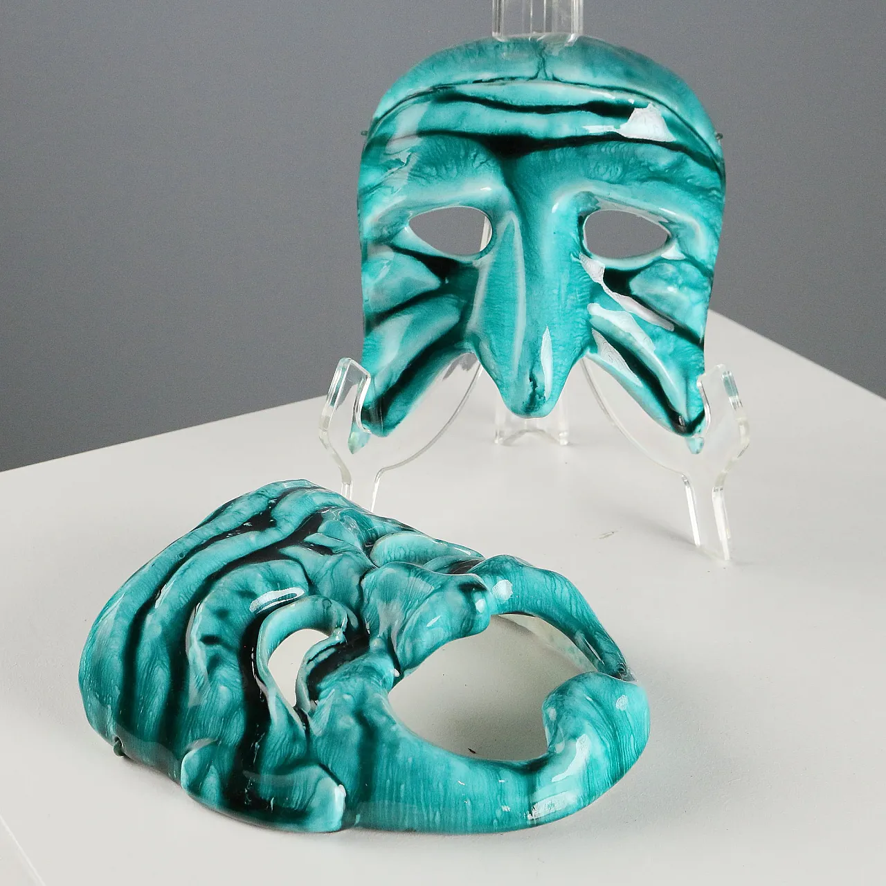 Coppia di maschere teatrali in ceramica, Cà D'oro, '900 1