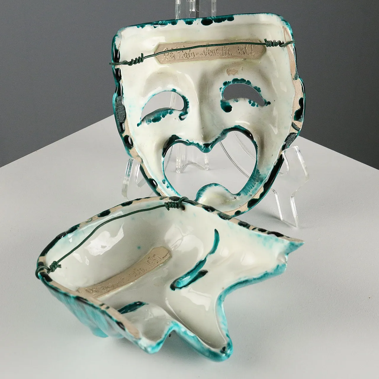 Coppia di maschere teatrali in ceramica, Cà D'oro, '900 7