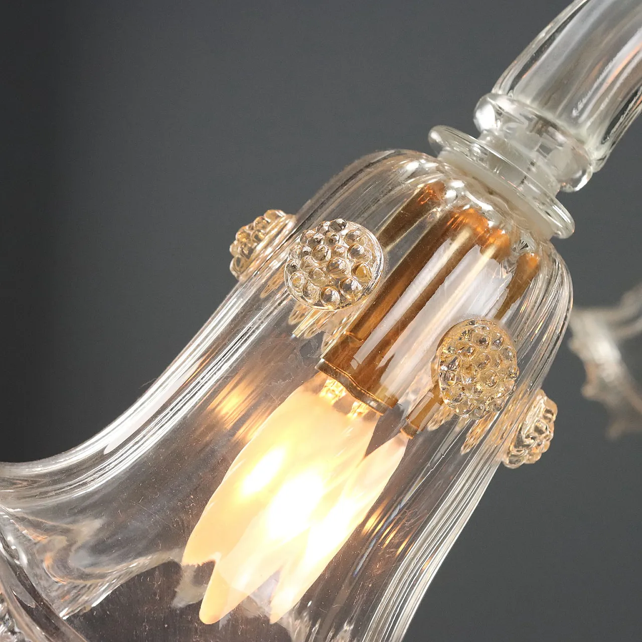 Venetian blown glass chandelier with golden shades, 19th century 5