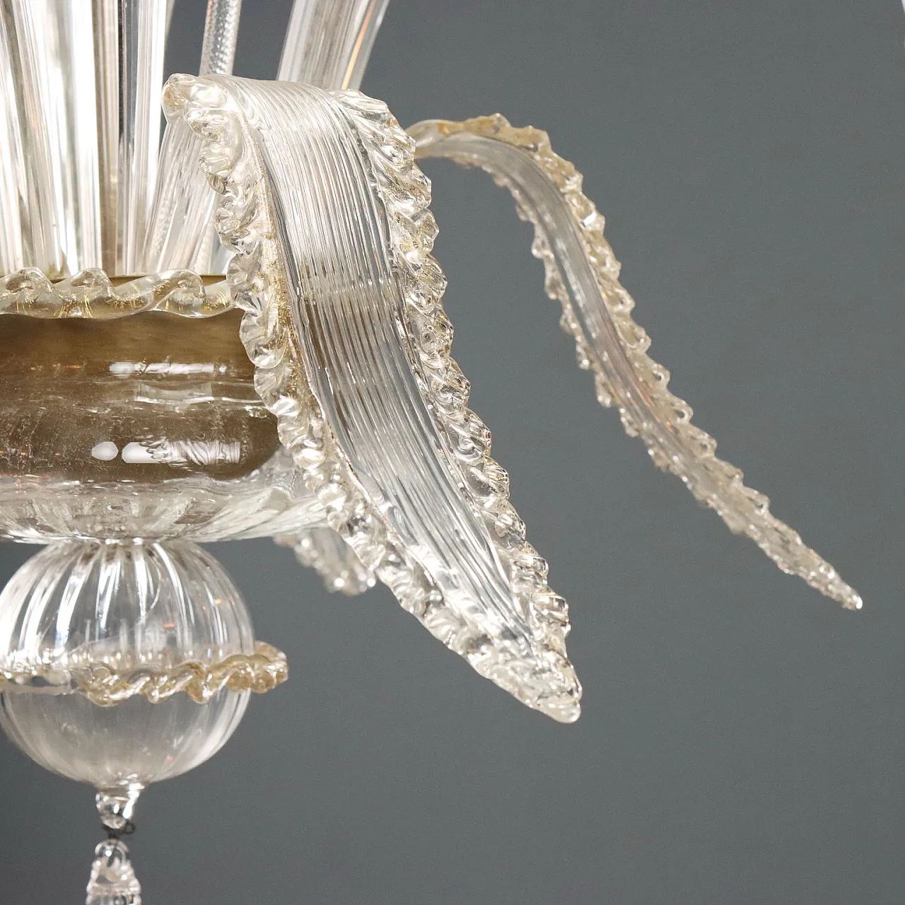 Venetian blown glass chandelier with golden shades, 19th century 7