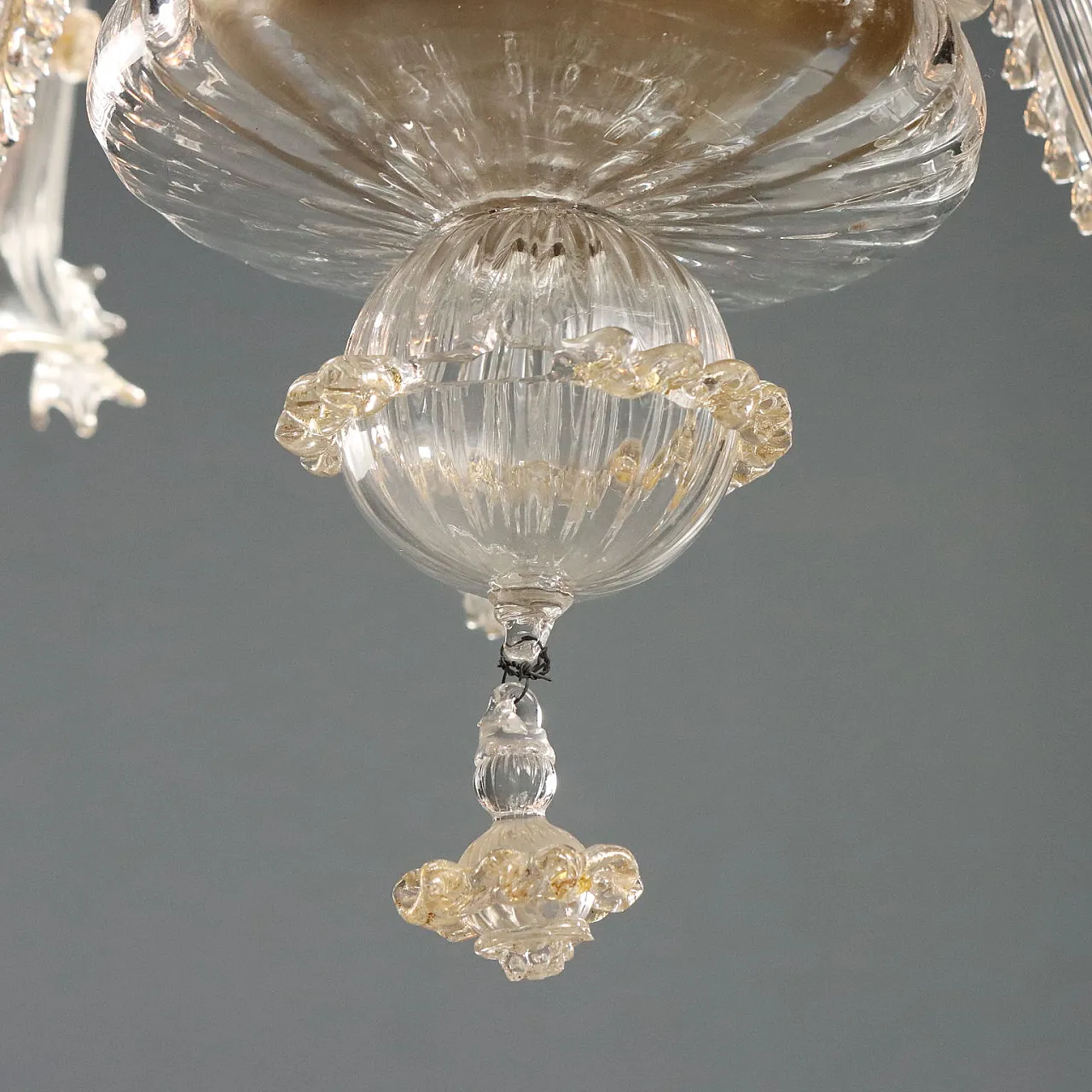 Venetian blown glass chandelier with golden shades, 19th century 8