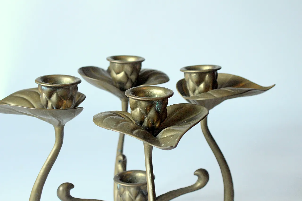 Solid brass candle holder 4 arms - advent wreath 5