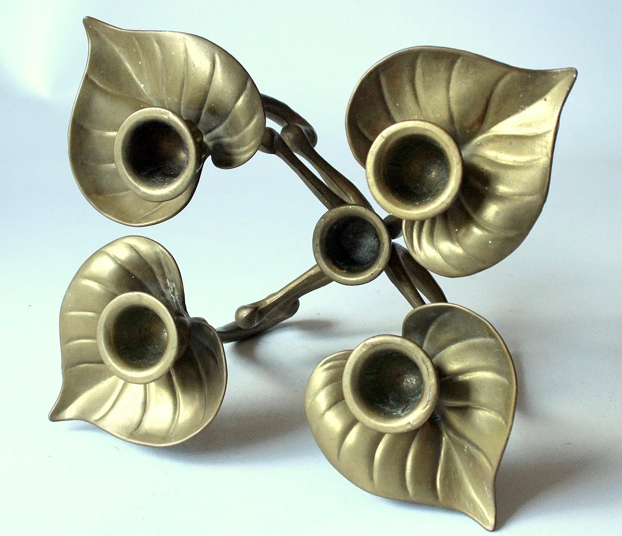 Solid brass candle holder 4 arms - advent wreath 7