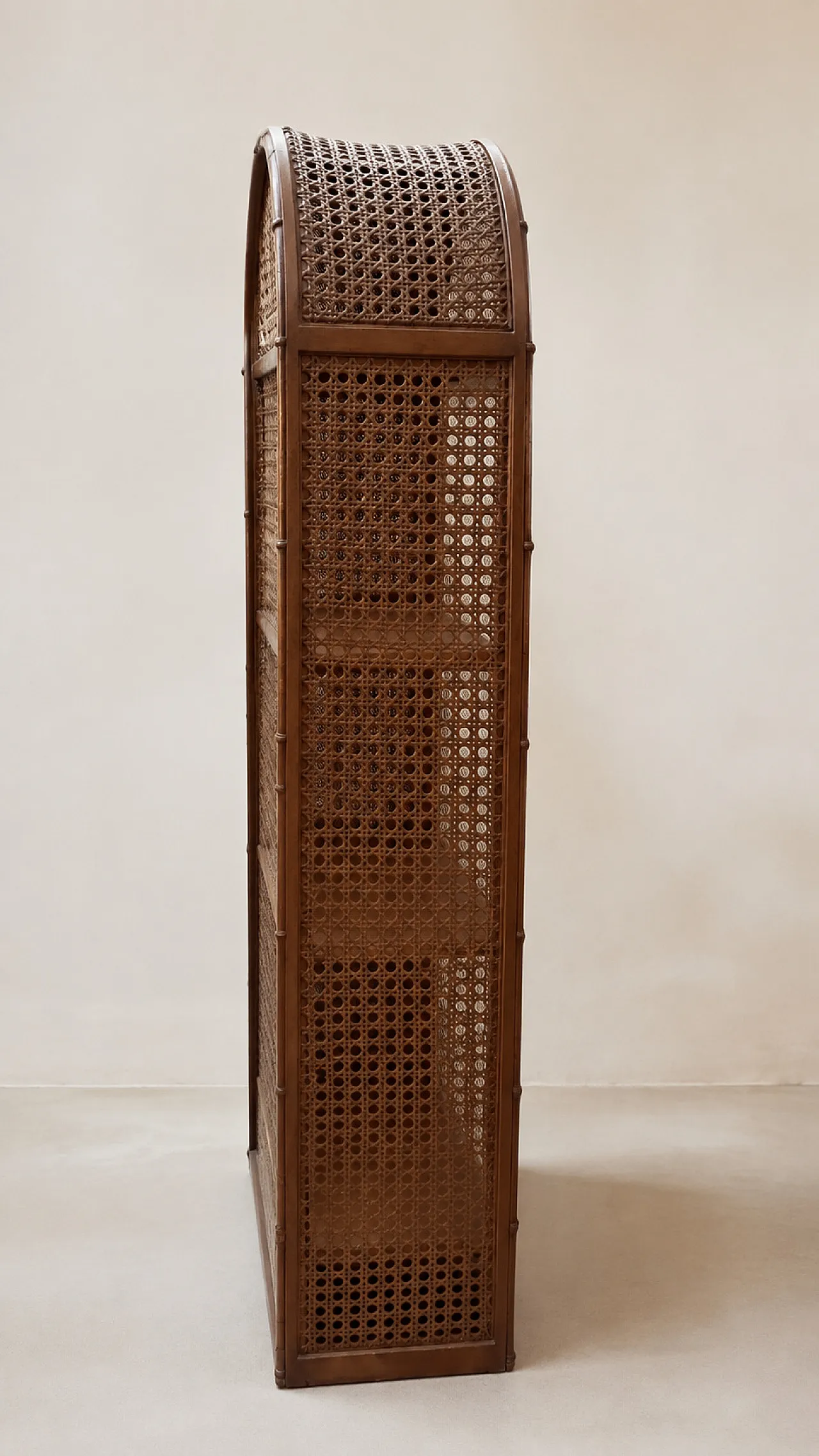 Arched Woven bamboo wooden shelf, 1970s 9