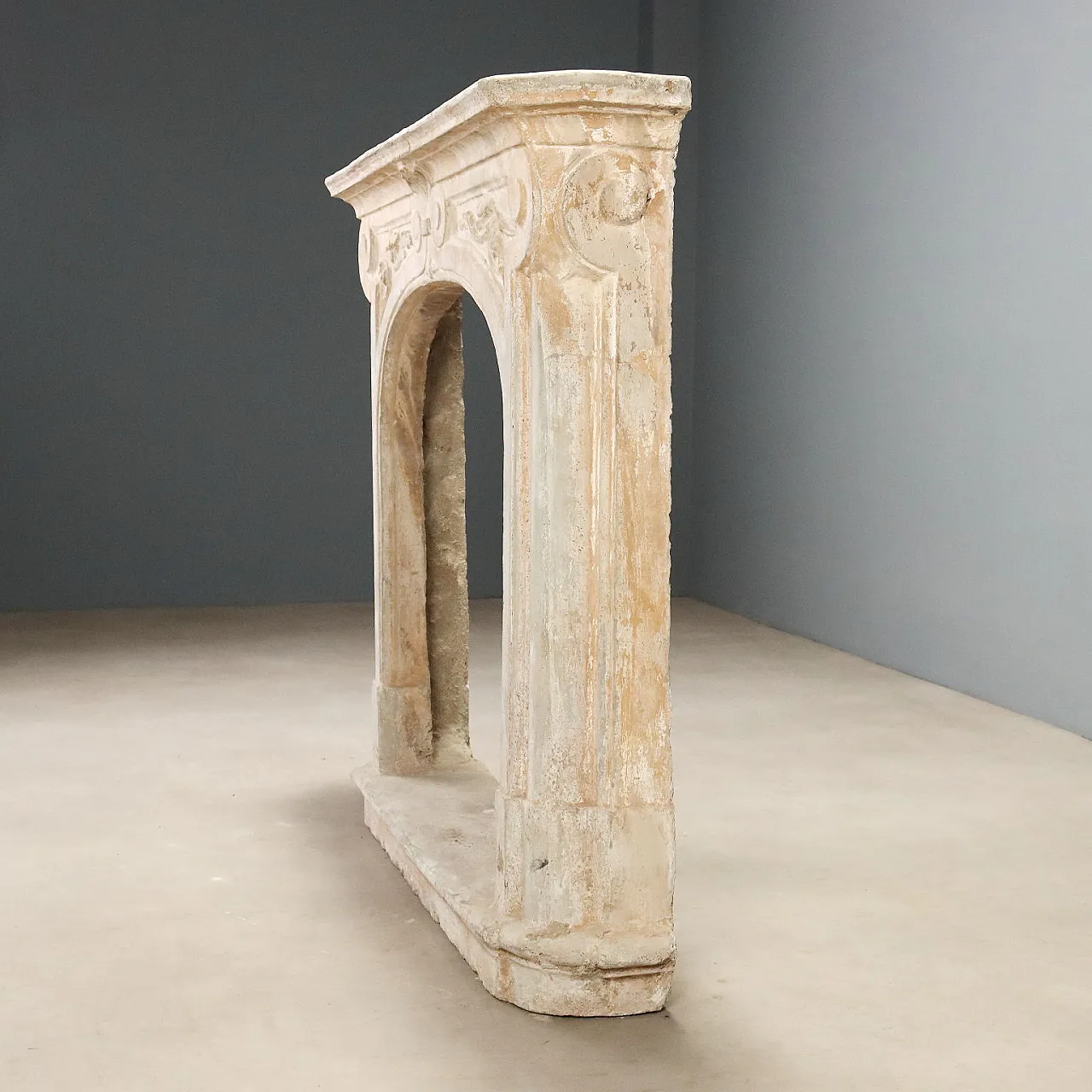 Cement graniglia fireplace, 20th Century 3