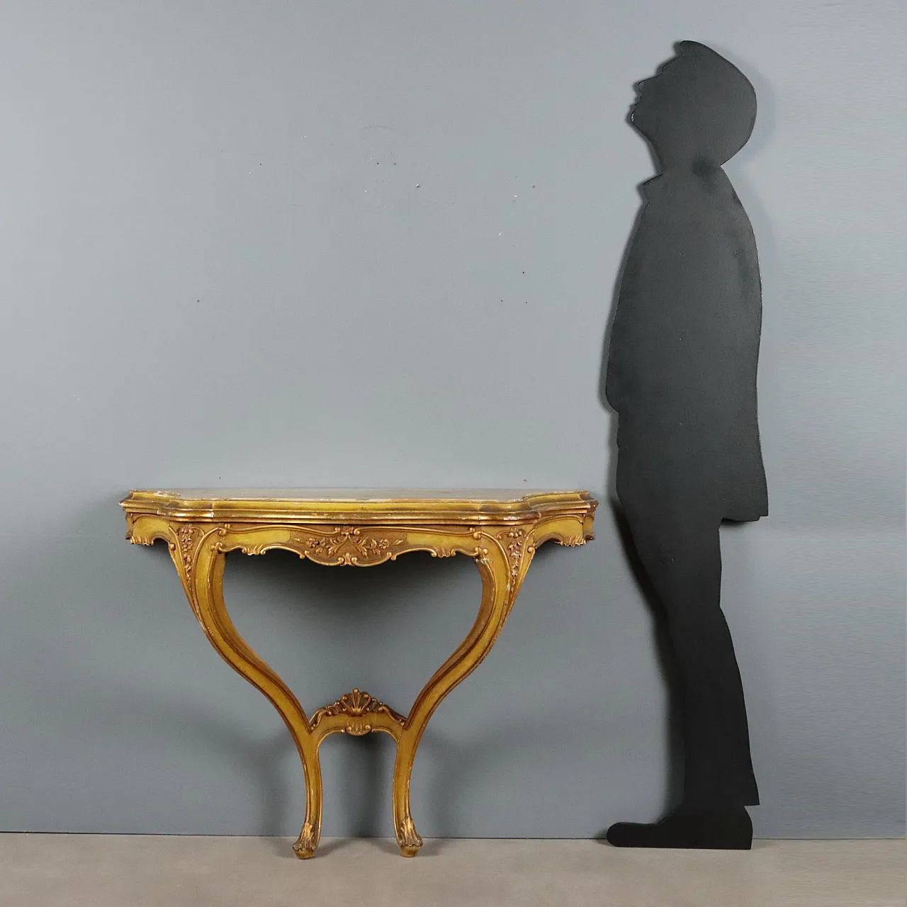 Carved and lacquered wooden console table, 19th century 2