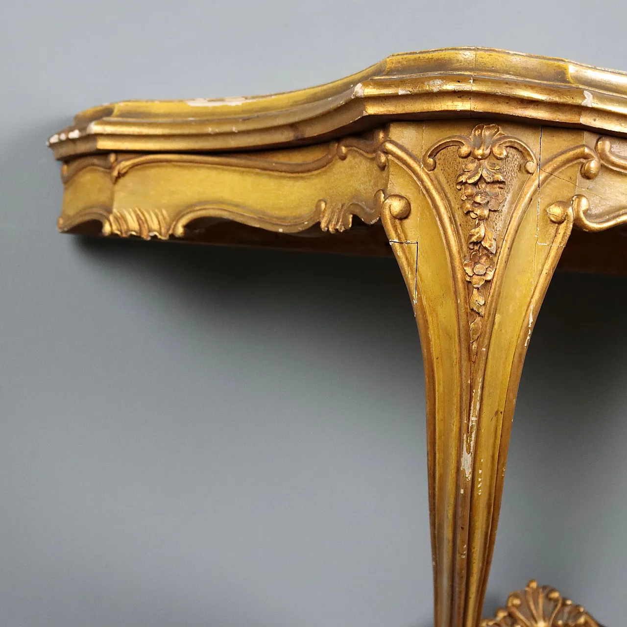 Carved and lacquered wooden console table, 19th century 6