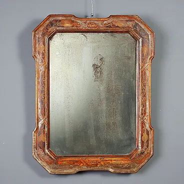 Cabaret wooden mirror with silver leaf finish, 19th century