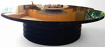 Sculptural round coffee table lacquered in black, 20th century