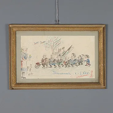 Disegno di Edoardo Giordano, matite su carta, primo '900