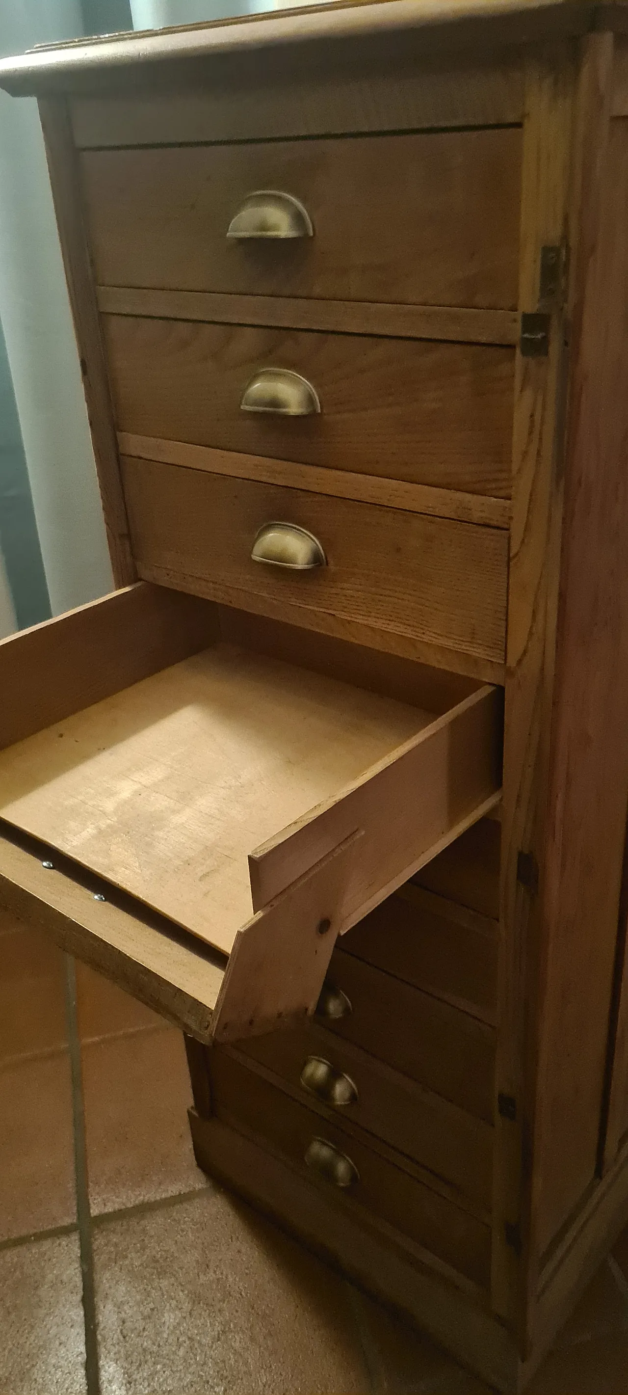 Solid Wood Filing Cabinet with drawers, 1930s 11