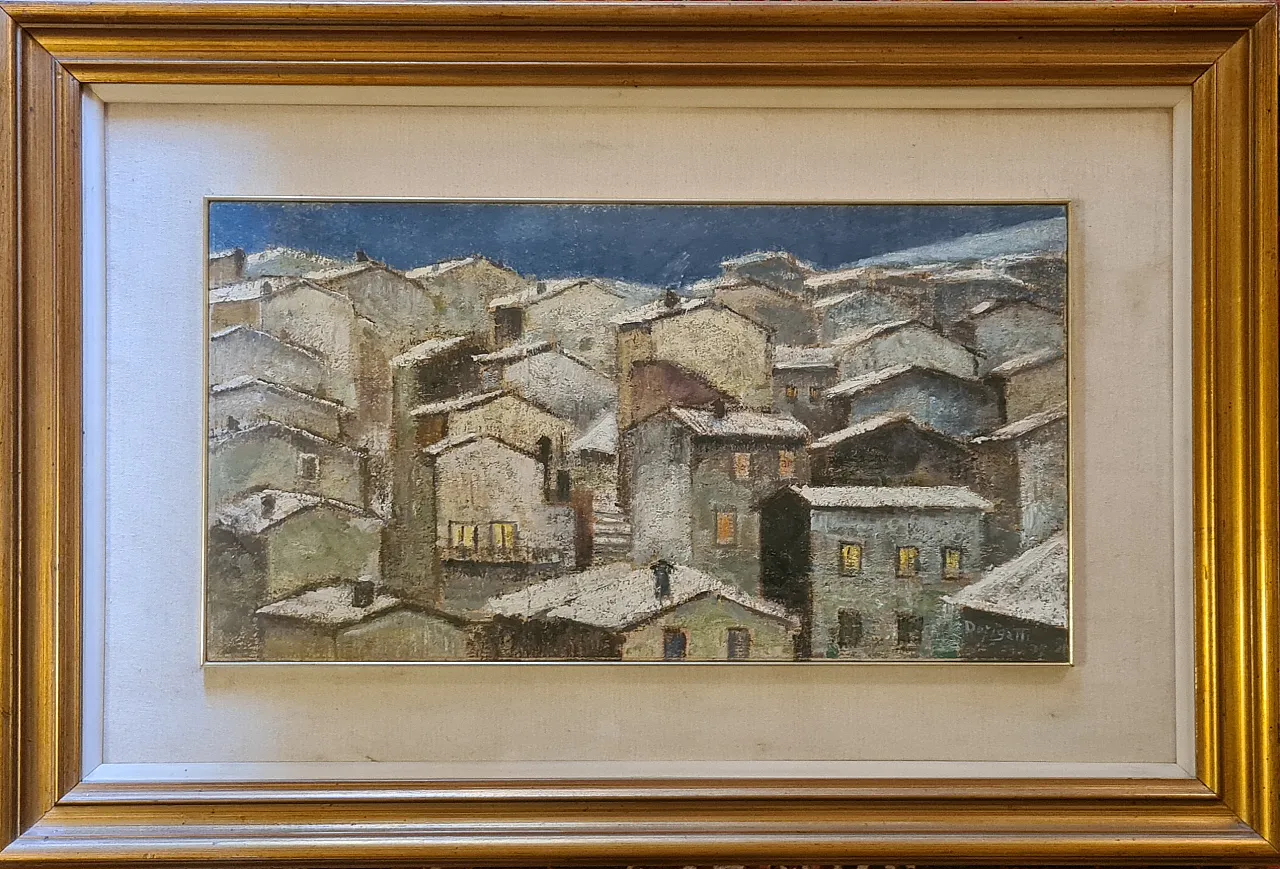 Renato Dorigatti, Snowy Landscape, oil on canvas, 1970s 6