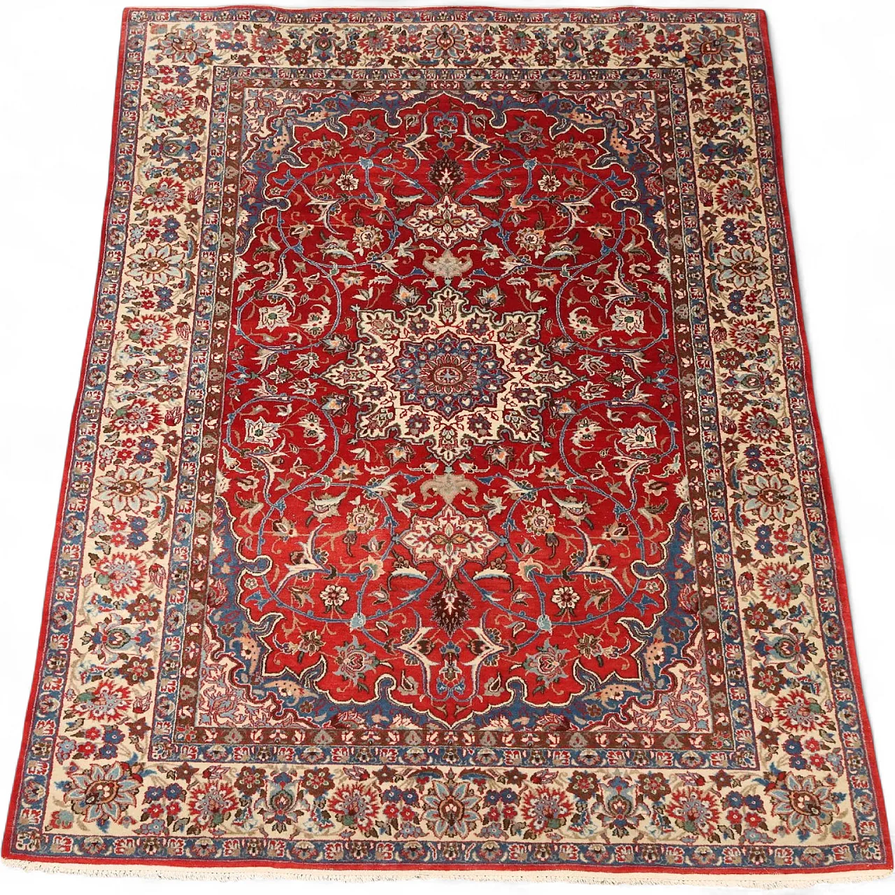Tappeto Isfahan in cotone e lana, '900 8