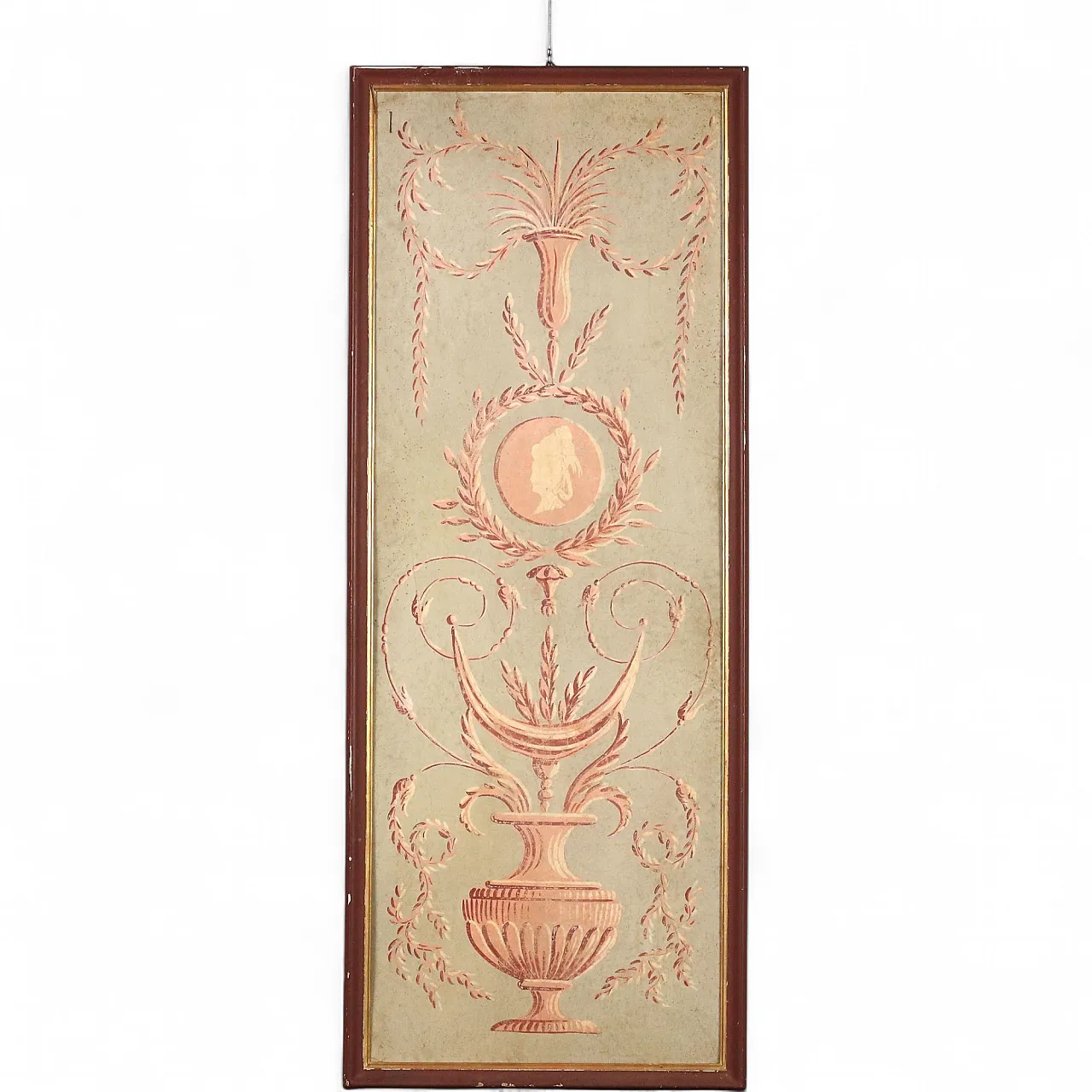 Pannello decorativo dipinto, olio su cartone, '700 10