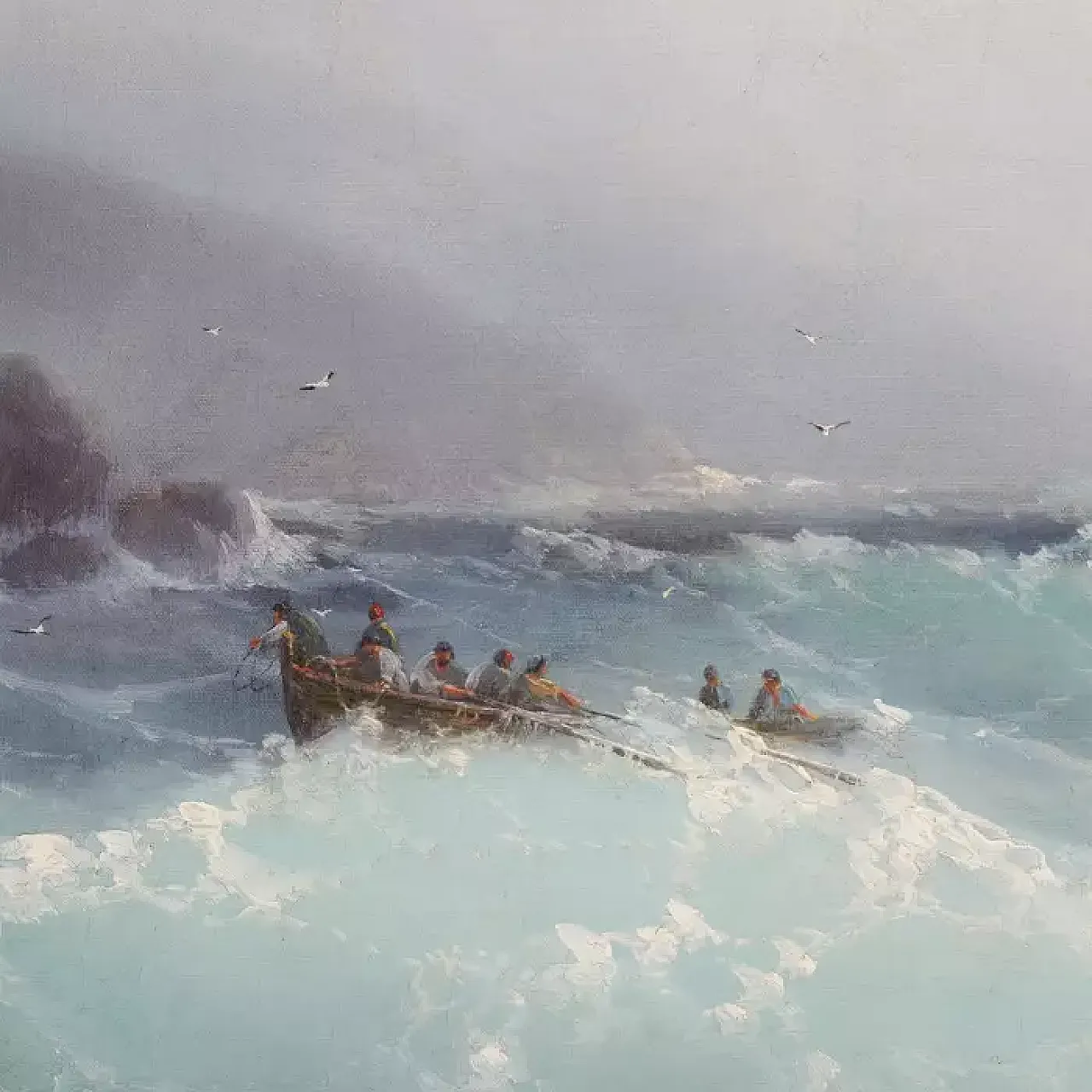 Marinism, Stormy Sea, by Kharlampiy Dmitrievich Kostandi, 20th century 7
