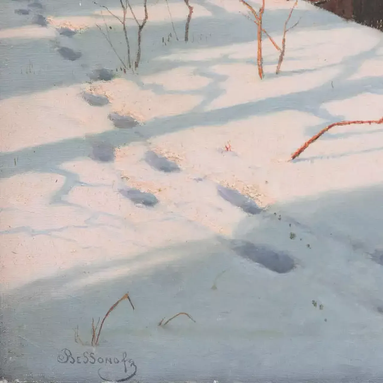 La riva del fiume in inverno di Boris Vasilyevich Bessonov, primo '900 3