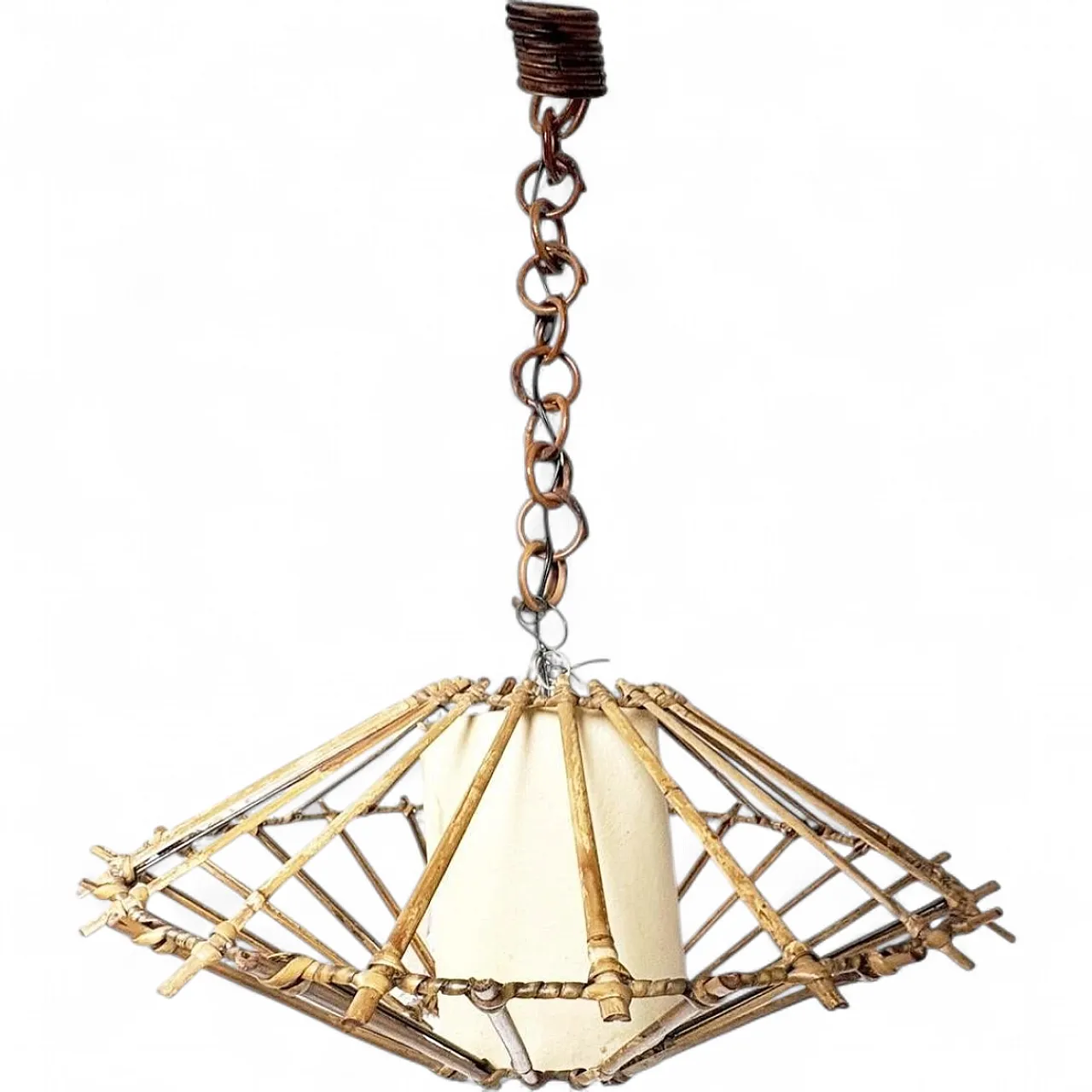 Lampadario in rattan, anni '60 8
