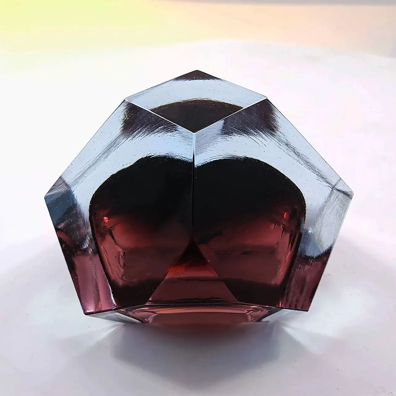 Asymmetrical uranium multifaceted ashtray in Murano Glass, 1960s 6
