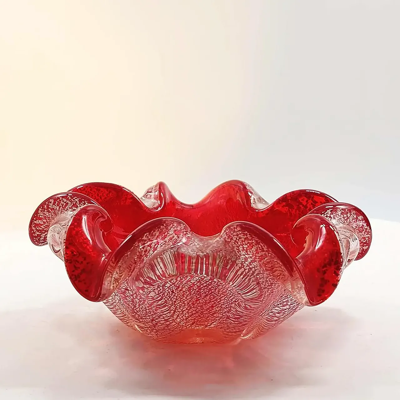 Posacenere in vetro di Murano con finiture argento, anni '50 2
