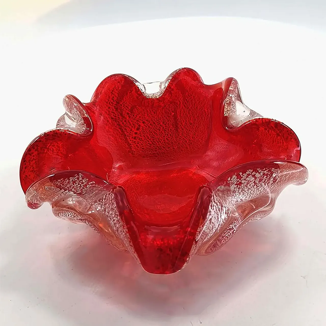 Posacenere in vetro di Murano con finiture argento, anni '50 3