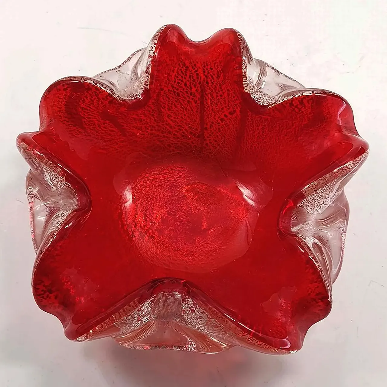 Posacenere in vetro di Murano con finiture argento, anni '50 4