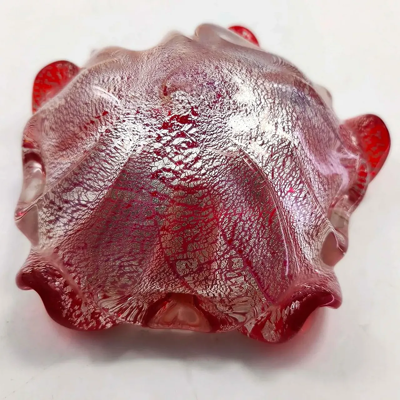 Posacenere in vetro di Murano con finiture argento, anni '50 7