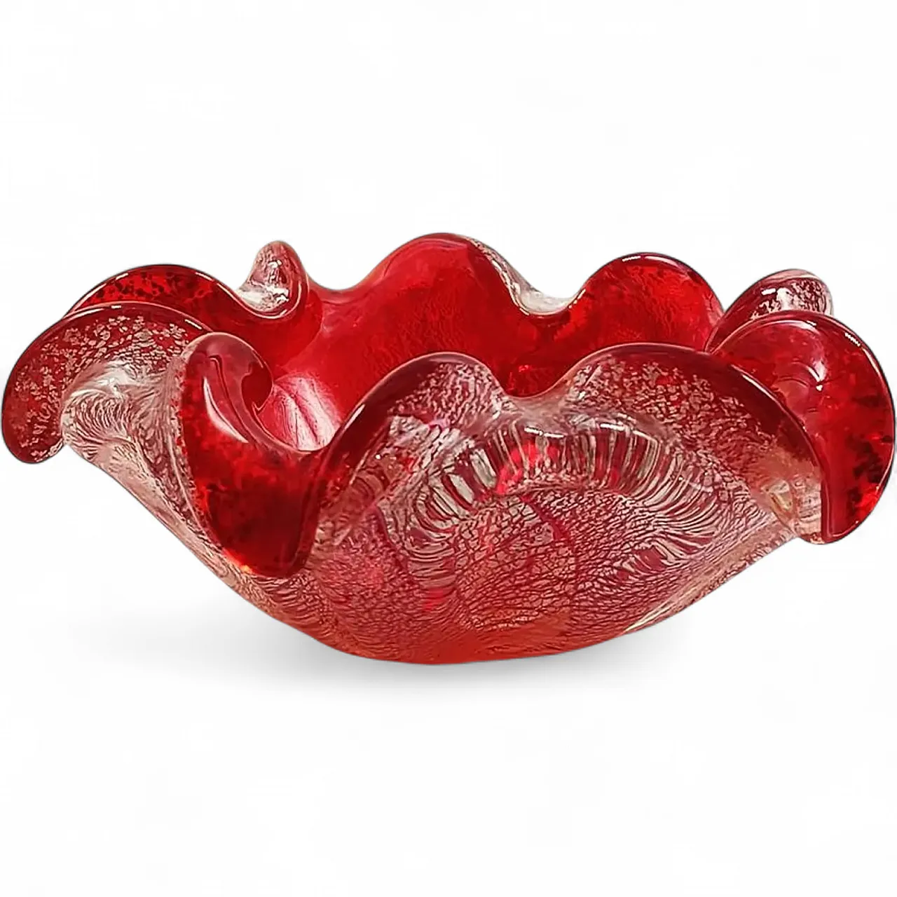 Posacenere in vetro di Murano con finiture argento, anni '50 8