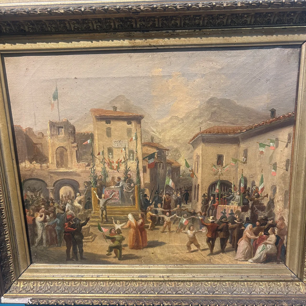 Carlo Ademollo. Antique Oil on canvas 1870 Risorgimento “The victory 2