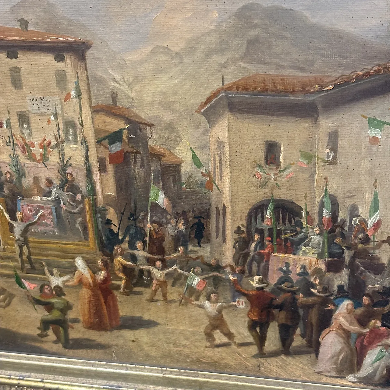 Carlo Ademollo. Antique Oil on canvas 1870 Risorgimento “The victory 3