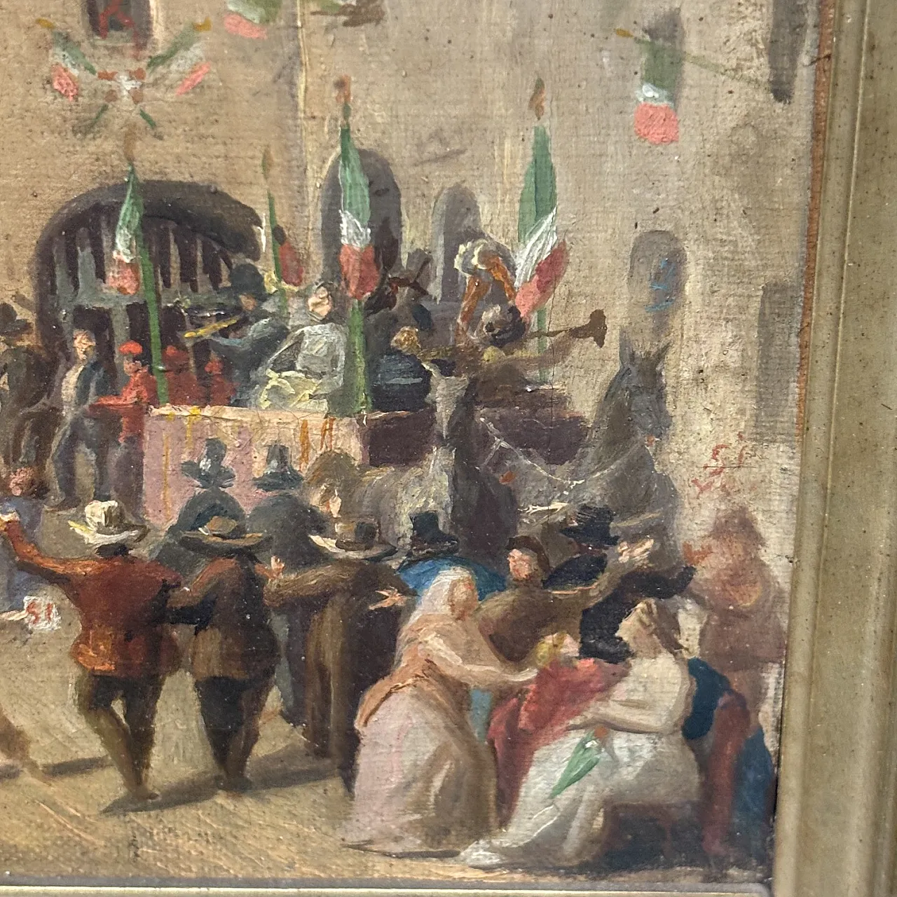 Carlo Ademollo. Antique Oil on canvas 1870 Risorgimento “The victory 7