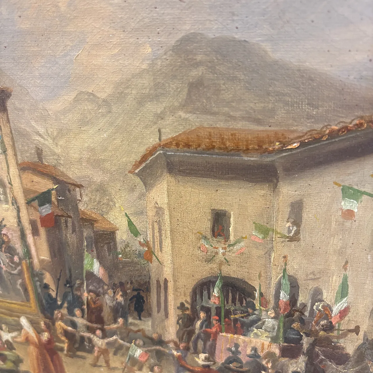 Carlo Ademollo. Antique Oil on canvas 1870 Risorgimento “The victory 10