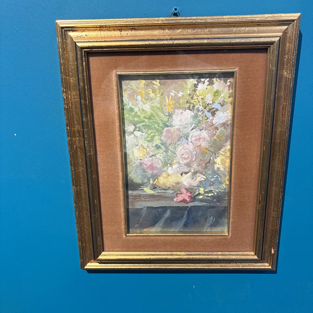 Pompeo Mariani (1857-1927) “Natura morta con Rose “ Antico Acquarello 1