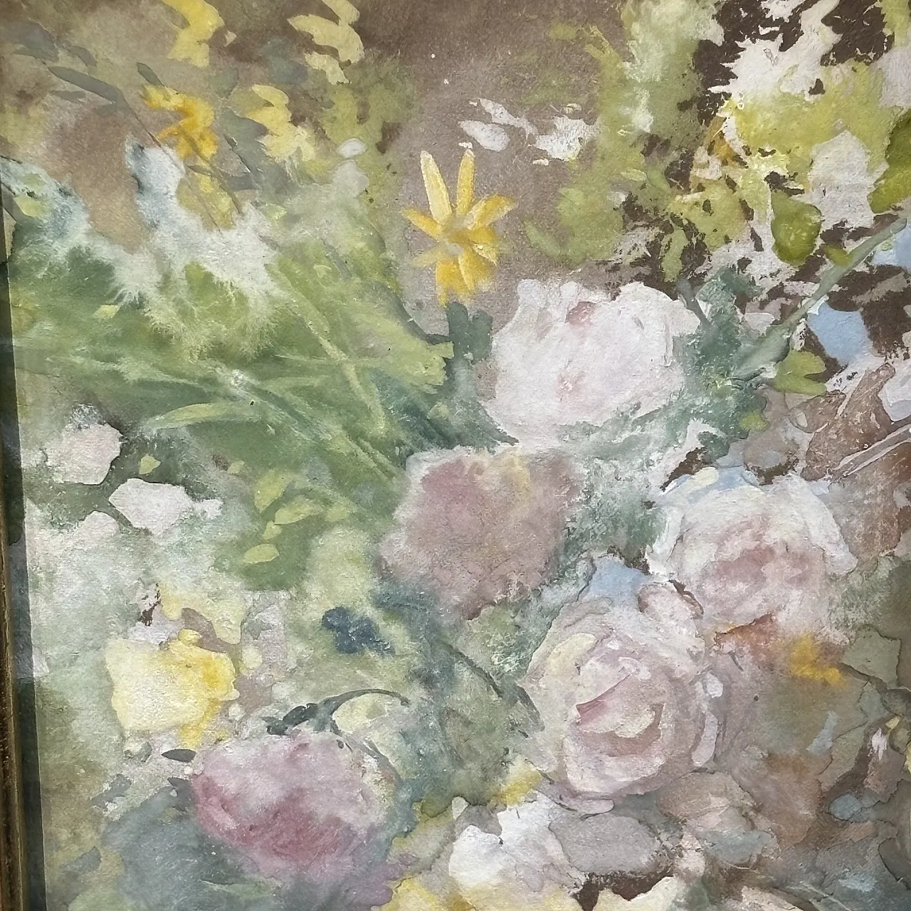 Pompeo Mariani (1857-1927) “Natura morta con Rose “ Antico Acquarello 9