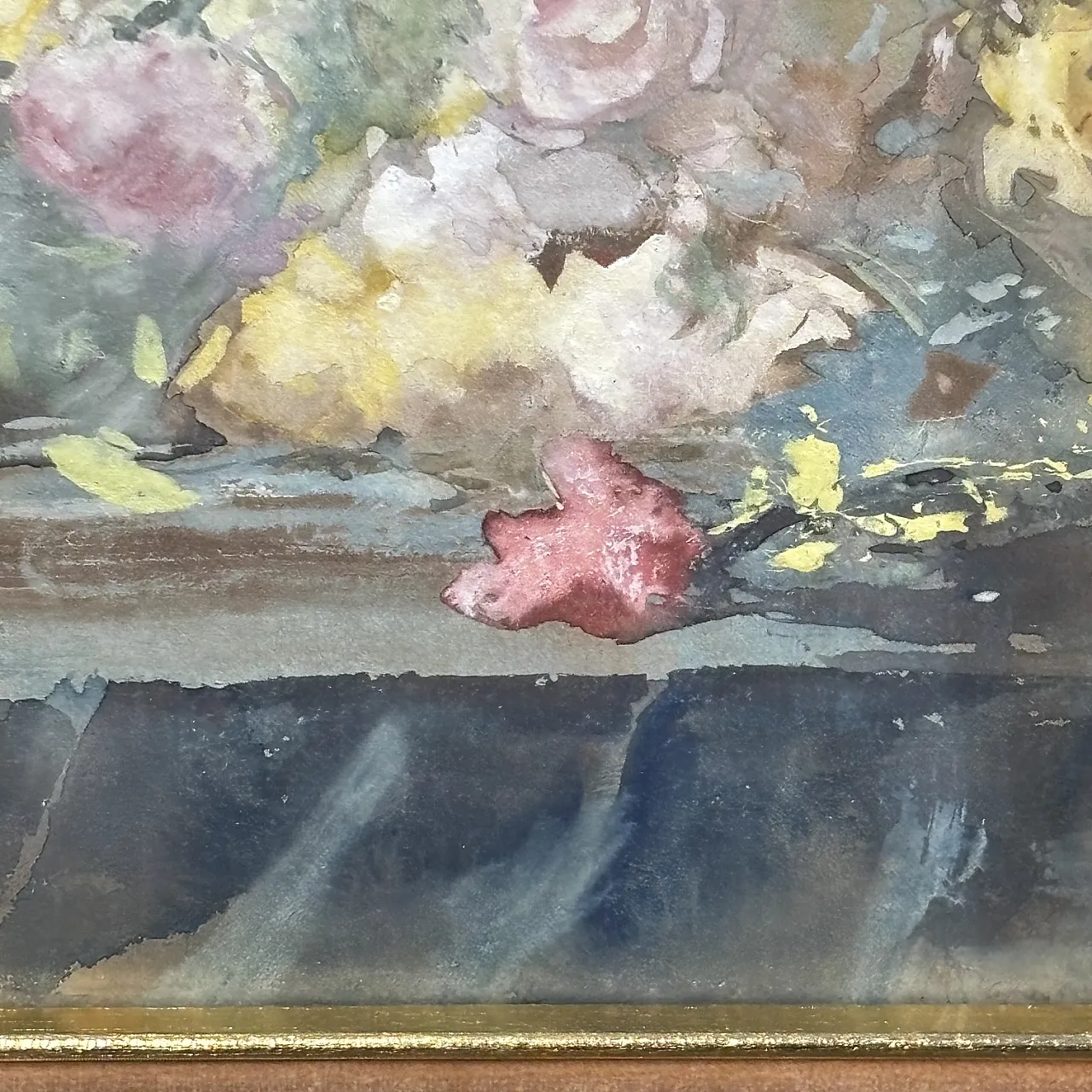Pompeo Mariani (1857-1927) “Natura morta con Rose “ Antico Acquarello 10