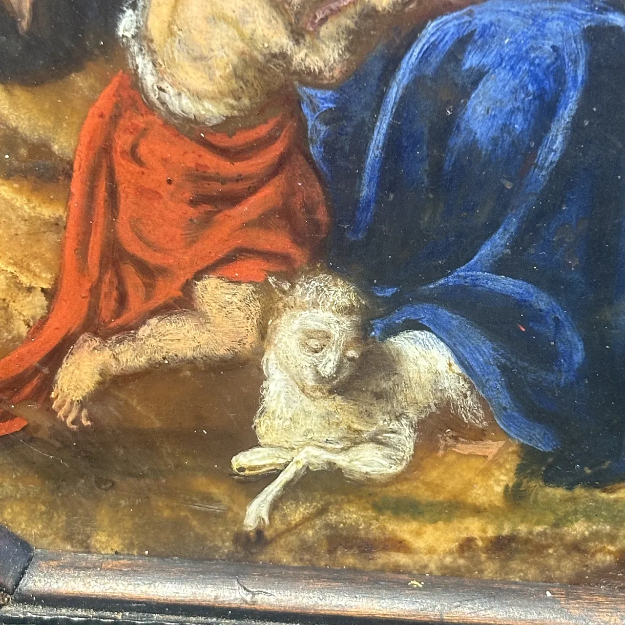 Dipinto ottogonale con sacra famiglia, olio su Onice, ‘600 4