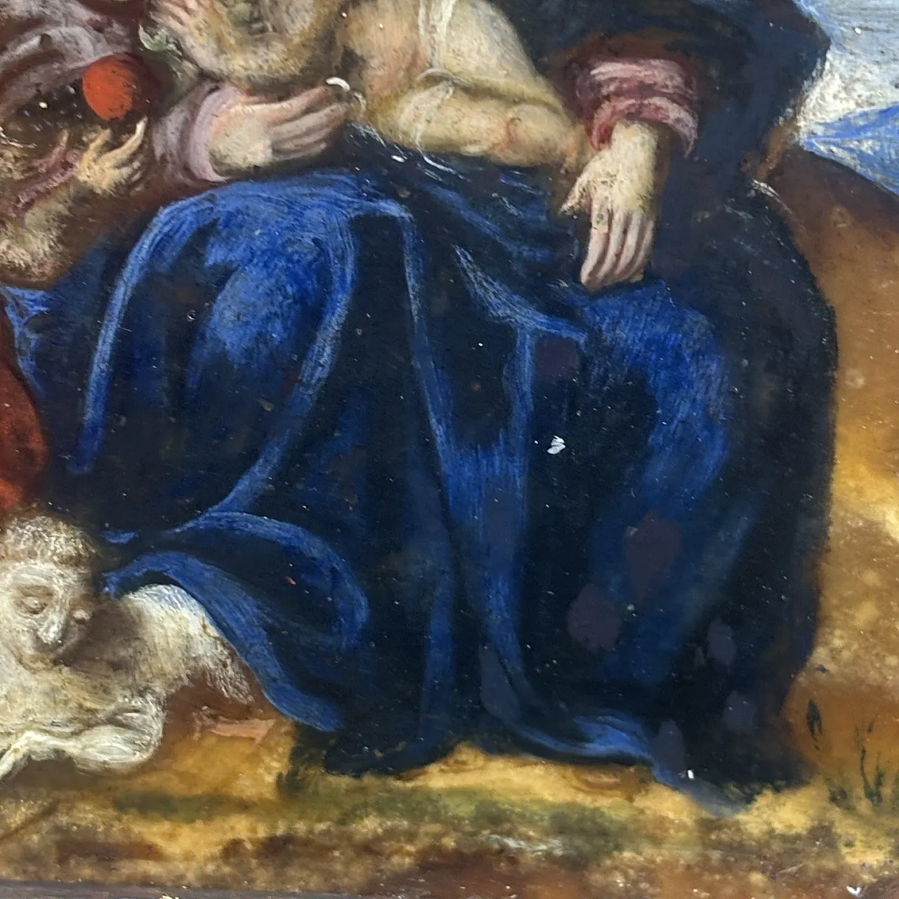 Dipinto ottogonale con sacra famiglia, olio su Onice, ‘600 7