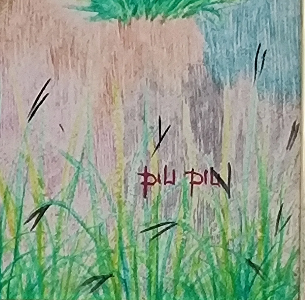 Quadro di PILI Pili MULONGOY ZAIRE "Antilopi in corsa" 85x100 anni '80 10