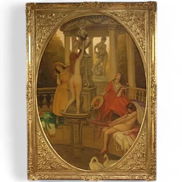 Dipinto attribuito ad Alfredo Protti, I Cigni, '900