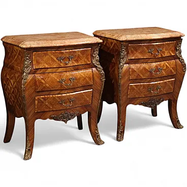 Pair of Louis XV style bedside tables, France, 20th century