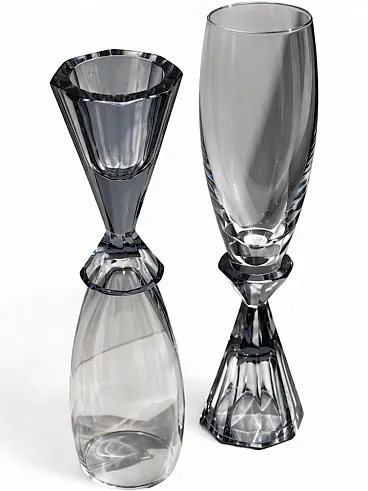 10 calici da champagne vintage in cristallo, stile Art Deco Revival anni '80