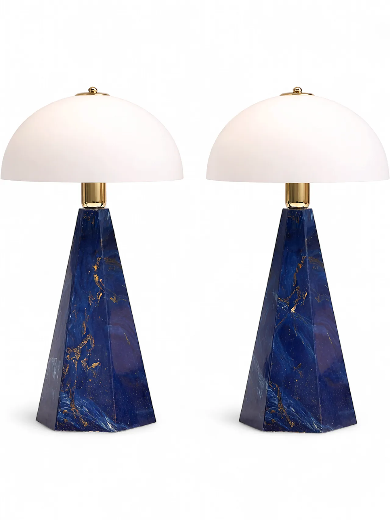 Coppia di lampade da tavolo in marmo blu, postmoderne, anni '90 4