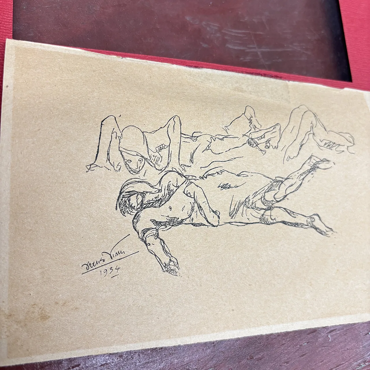 Disegno a china su carta “figure distese “ 1934 Lorenzo Viani 1