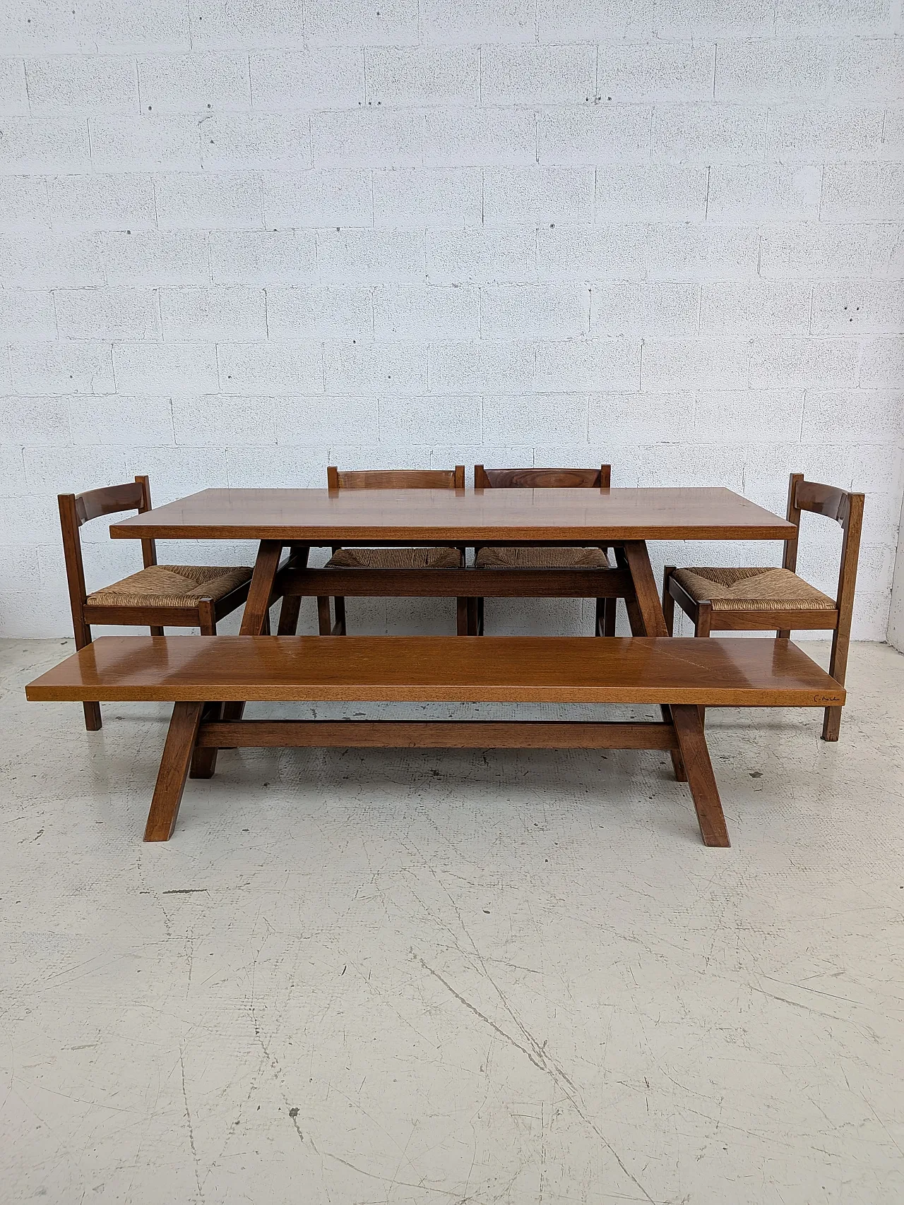 Torbecchia walnut dining set by Giovanni Michelucci for Poltronova 196 1