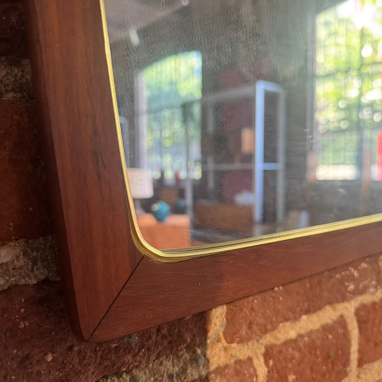 Specchio trapezoidale con cornice in teak, anni ’60 3