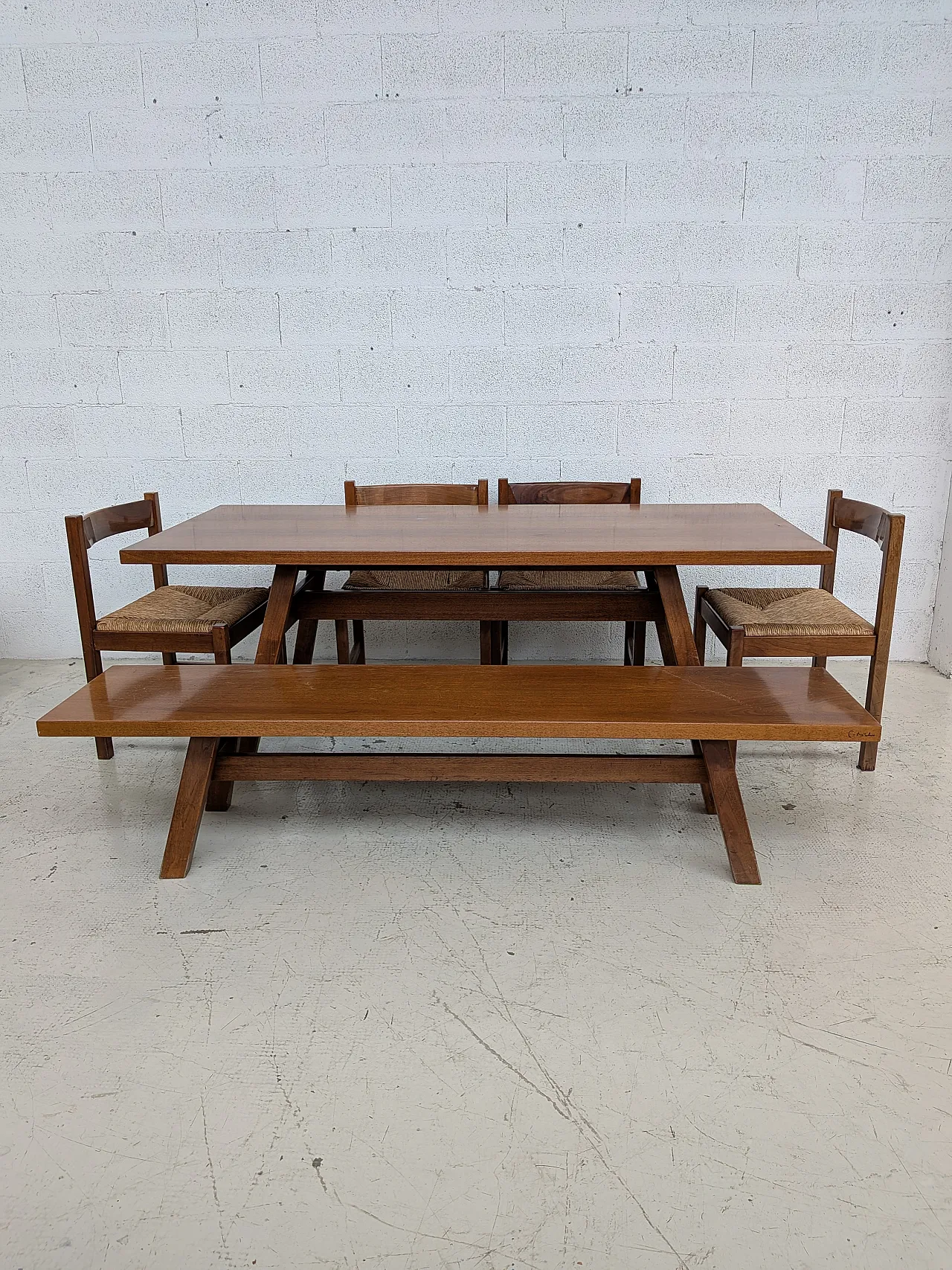 Torbecchia walnut dining set by Giovanni Michelucci for Poltronova 196 7