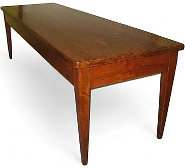 Tavolo rettangolare antico in olmo massello. Italia, inizio 1800.