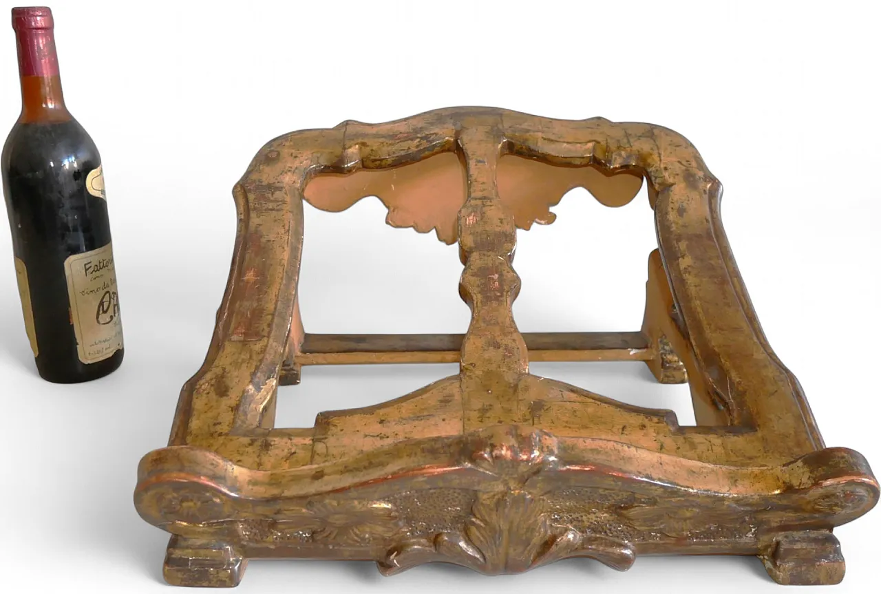 Antique gilded carved wooden lectern 13