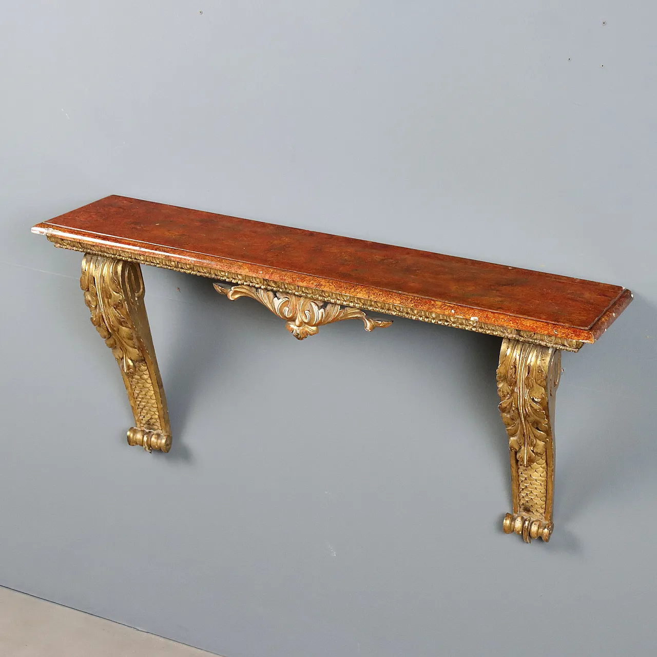 Carved and gilded wooden console table, 19th century 3