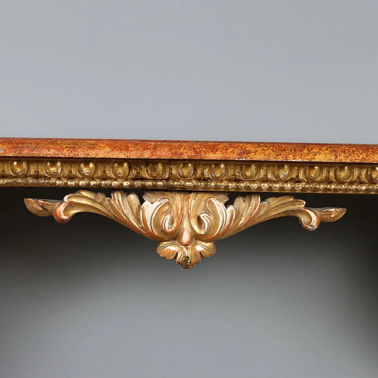 Carved and gilded wooden console table, 19th century 4